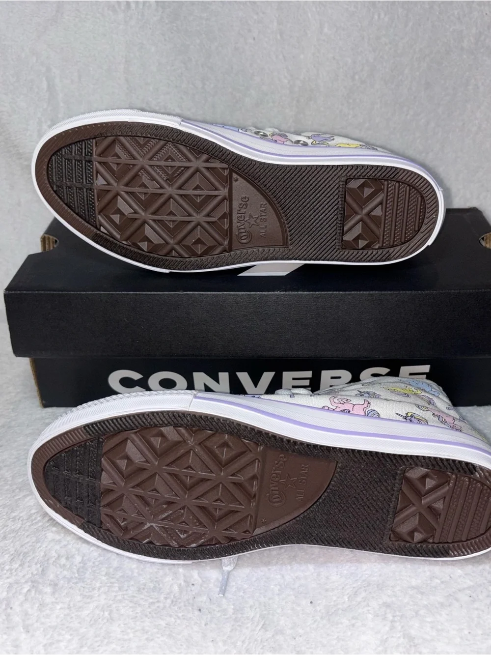 Converse Kids High-Top Sneakers in White with Pastel Unicorn Print